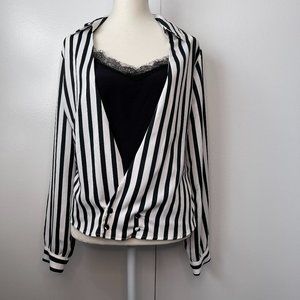 Zara Essentials black and white striped blouse Size Small